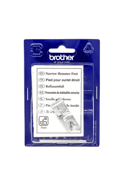 Brother Pied pour ourlet roulé, vue complète du produit avec système de suspension à œillets européens