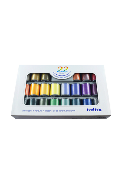 Brother : lot de fils à broder, 22 couleurs, dans son emballage d'origine