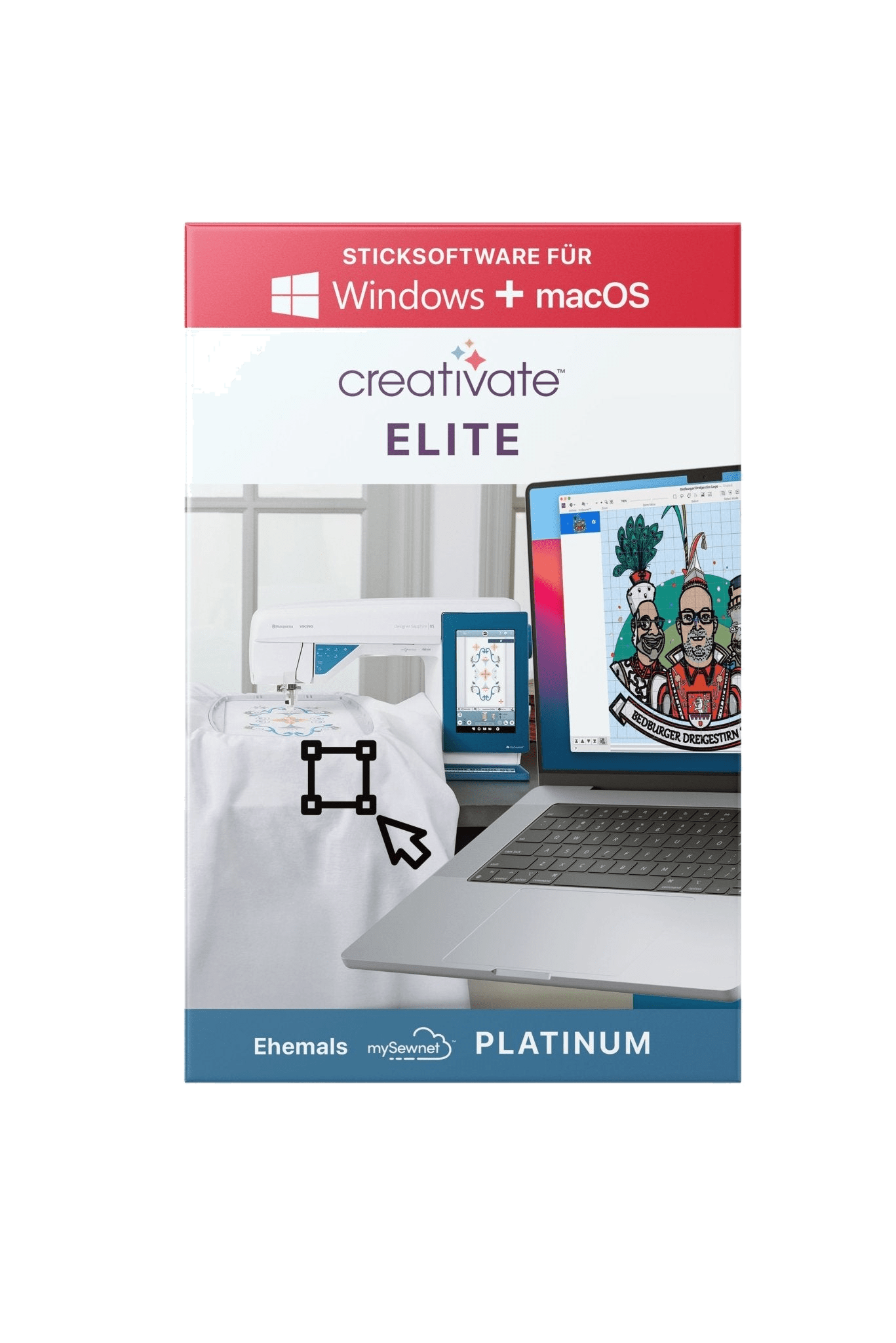 Sticksoftware creativate™ Elite (ehem. mySewnet Platinum) für  Mac & Windows, logiciel de broderie en vue produit