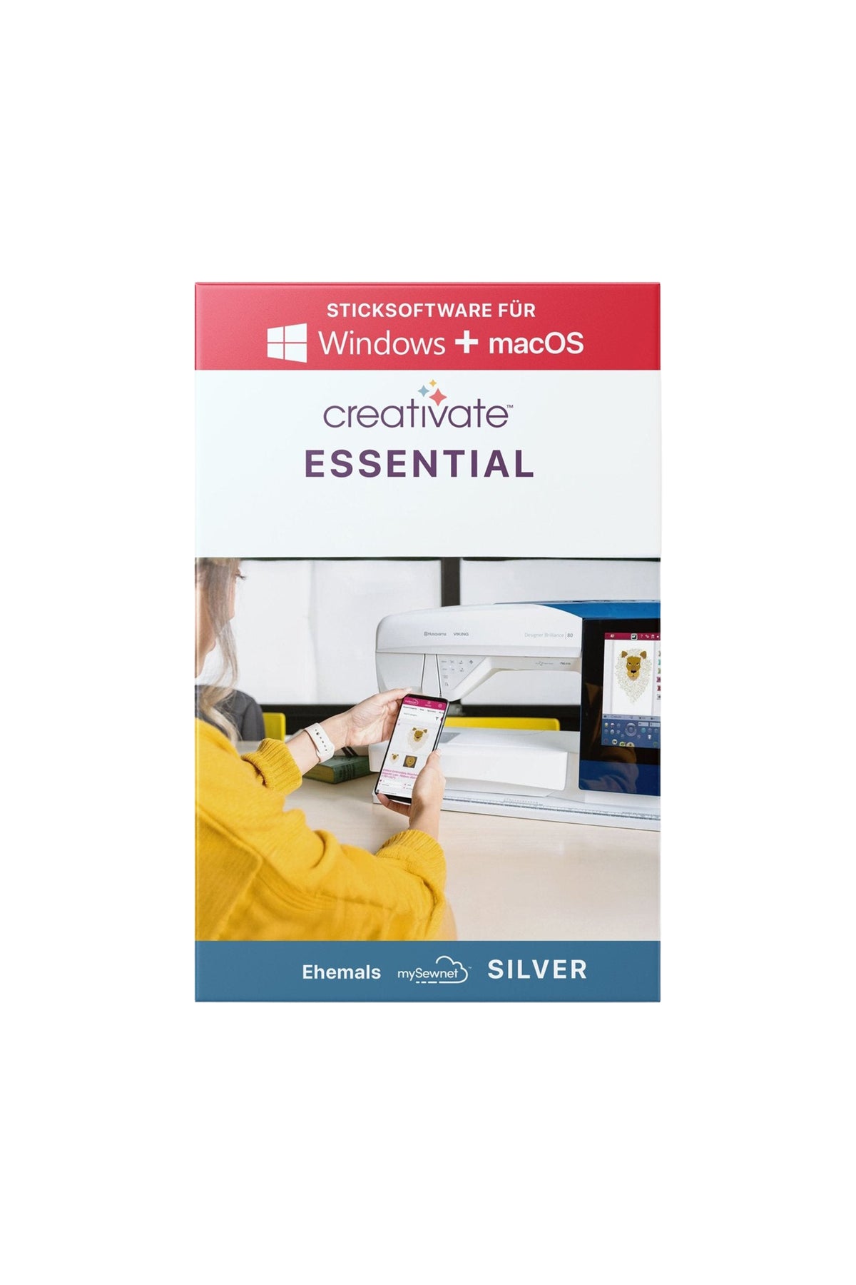 CREATIVATE Essential – Sticksoftware für Mac & Windows in vollständiger Produktansicht, in Adobe Photoshop freigestellt ohne Schatten