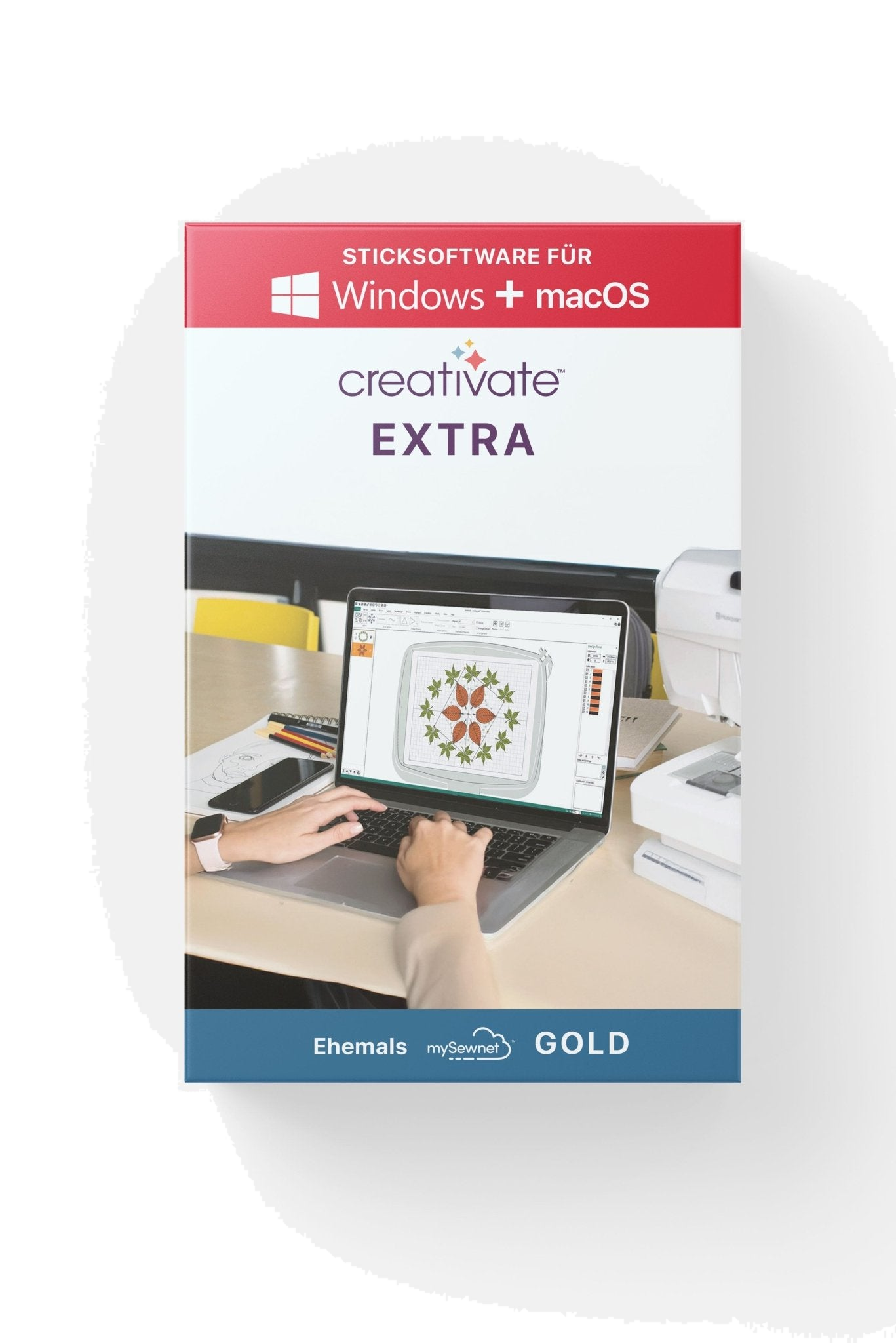 Sticksoftware creativate™ Extra (ehem. mySewnet Gold)  für  Mac & Windows, logiciel de broderie en vue produit