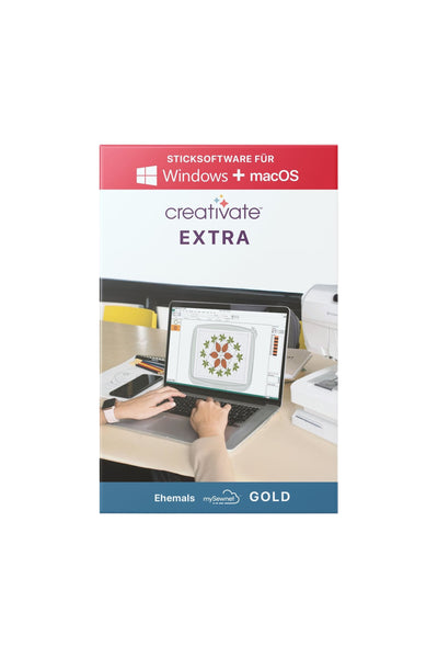 CREATIVATE Extra – Sticksoftware für Mac & Windows in vollständiger Produktansicht, in Adobe Photoshop freigestellt ohne Schatten