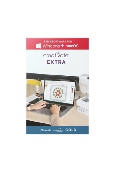 CREATIVATE Extra – Sticksoftware für Mac & Windows in vollständiger Produktansicht, in Adobe Photoshop freigestellt ohne Schatten