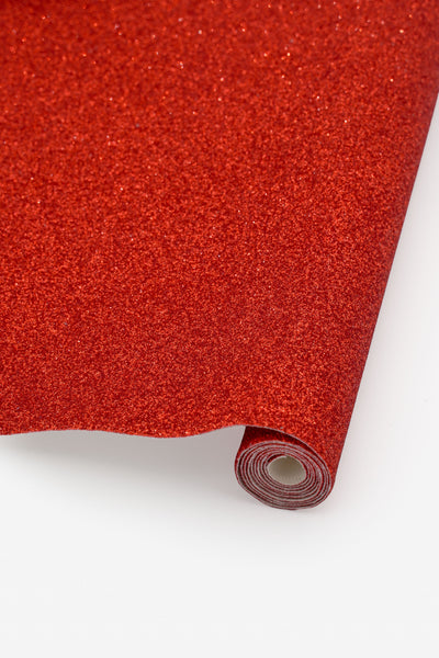 Glitzerstoff Rot auf einer Rolle geeignet zum Besticken und Applikationen