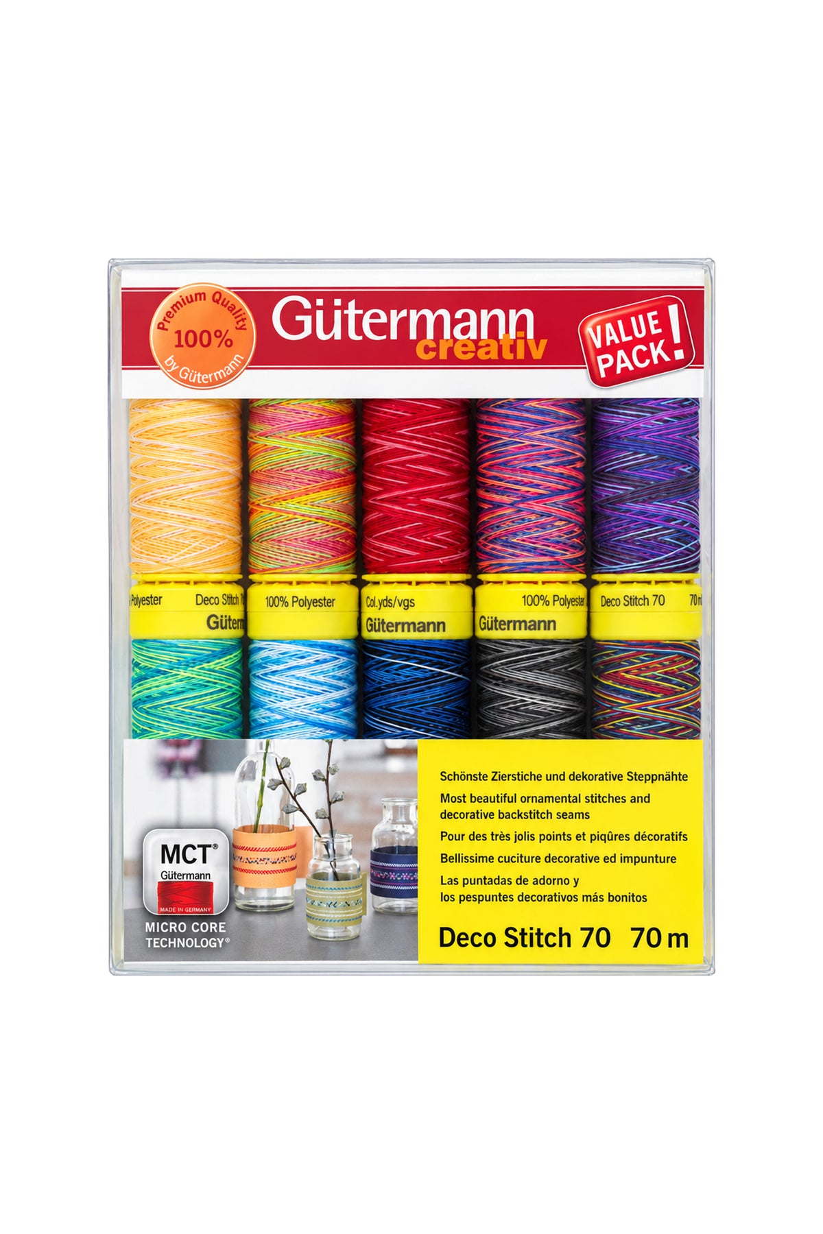 Gütermann Deco Stitch 70 Multicolour Nähfaden-Set mit zehn Spulen à 70 m