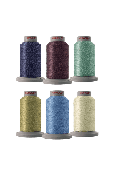 Gunold Stickgarn Set UNDER WATER – 6 × Poly Sparkle in Produktansicht