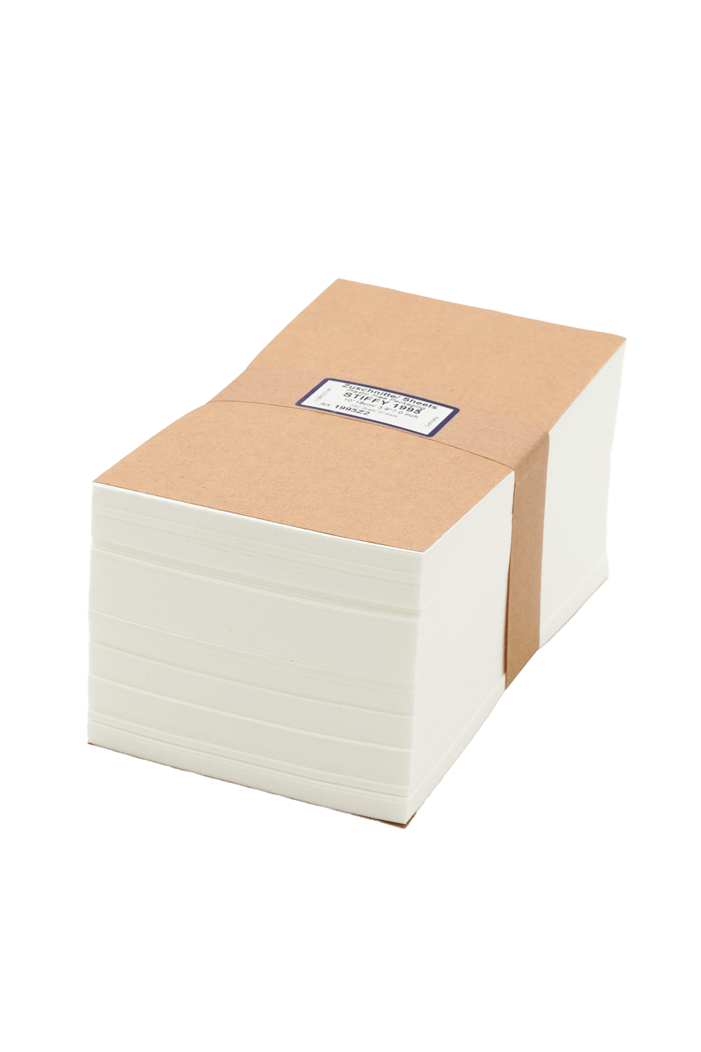 Packung Gunold STIFFY 1995 mit 250 weißen Reißvlies-Zuschnitten in 10 × 18 cm für Caps