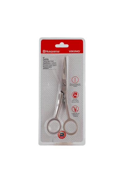 Husqvarna VIKING Application scissors (pointed) in a full product view, cropped in Adobe Photoshop with no shadows