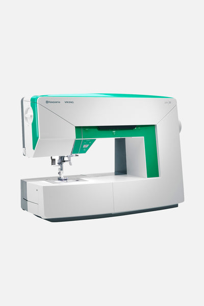 Schrägansicht der beliebten, computergesteuerten Nähmaschine: Jade 20 von Husqvarna VIKING