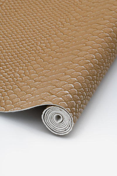 Kunstleder-Zuschnitt in Beige mit Schlangenmuster