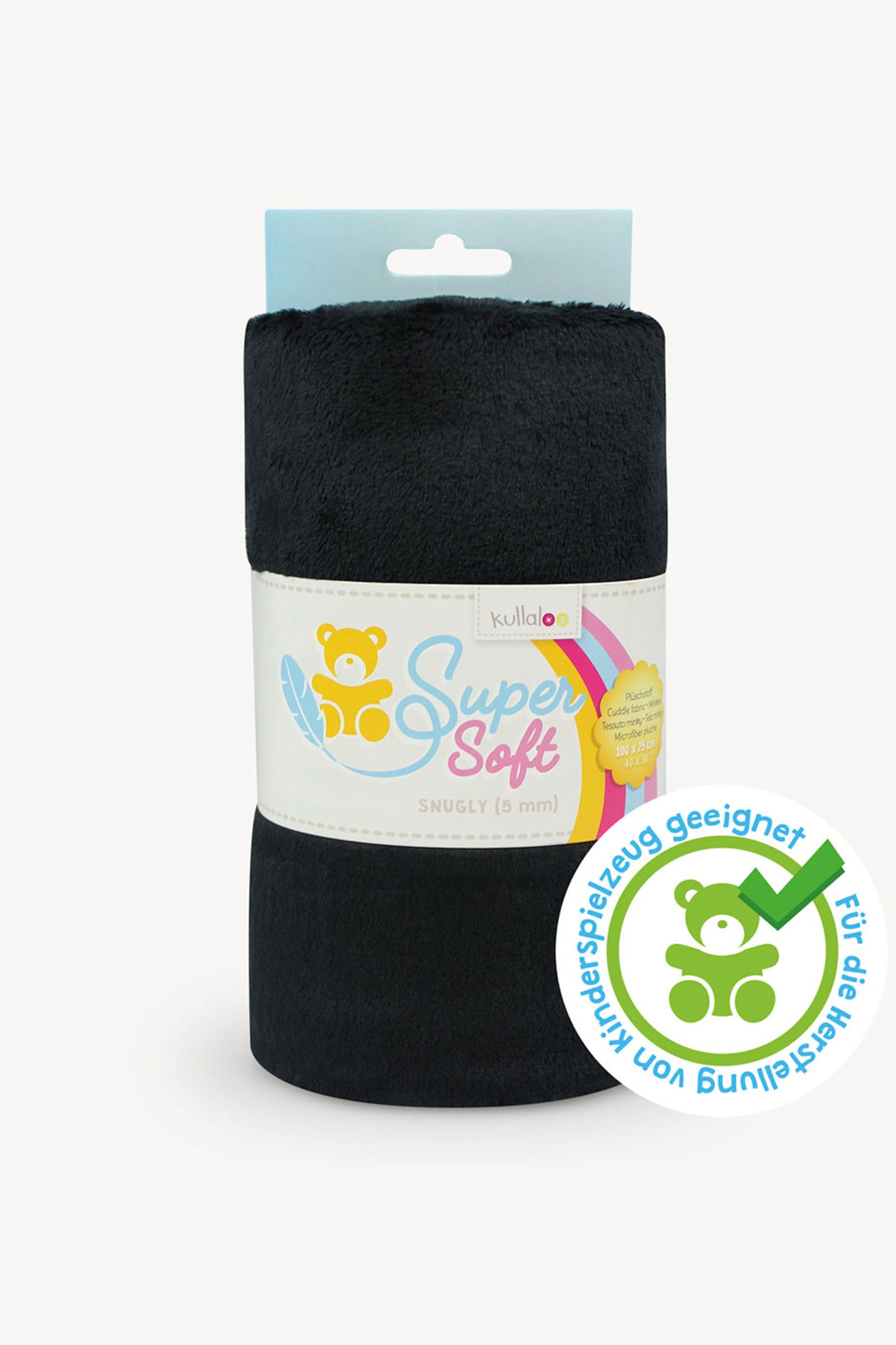 kullaloo Stoff Super Soft »SNUGLY« 5 mm in schwarz zum Nähen von Kuscheltieren und besonders weichen Applikationen / In the Hoop.