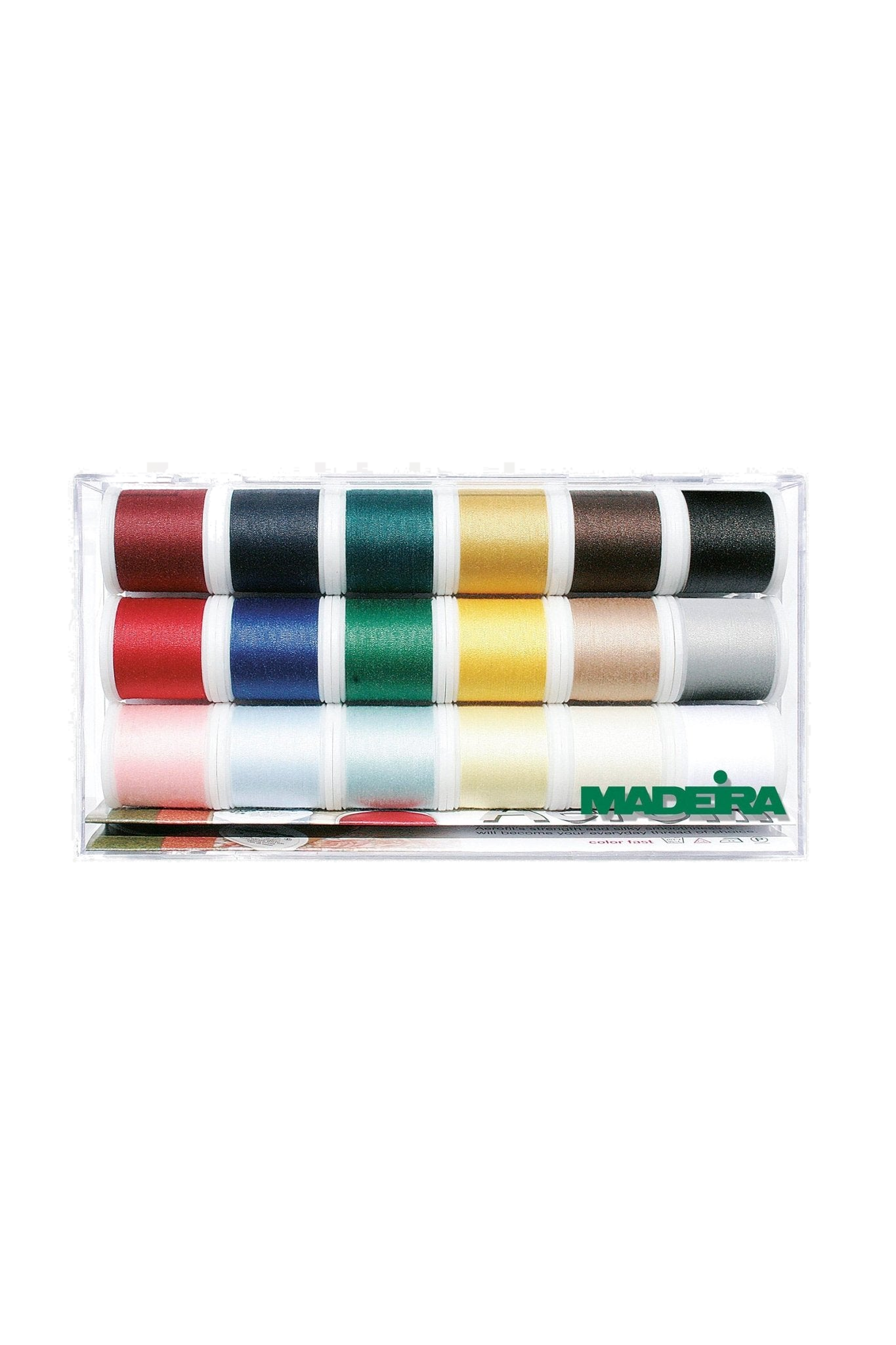 Madeira Aerofil 120 Clear Box – 18×200 m petrolfarbene Polyester-Corespun-Garn in Produktansicht