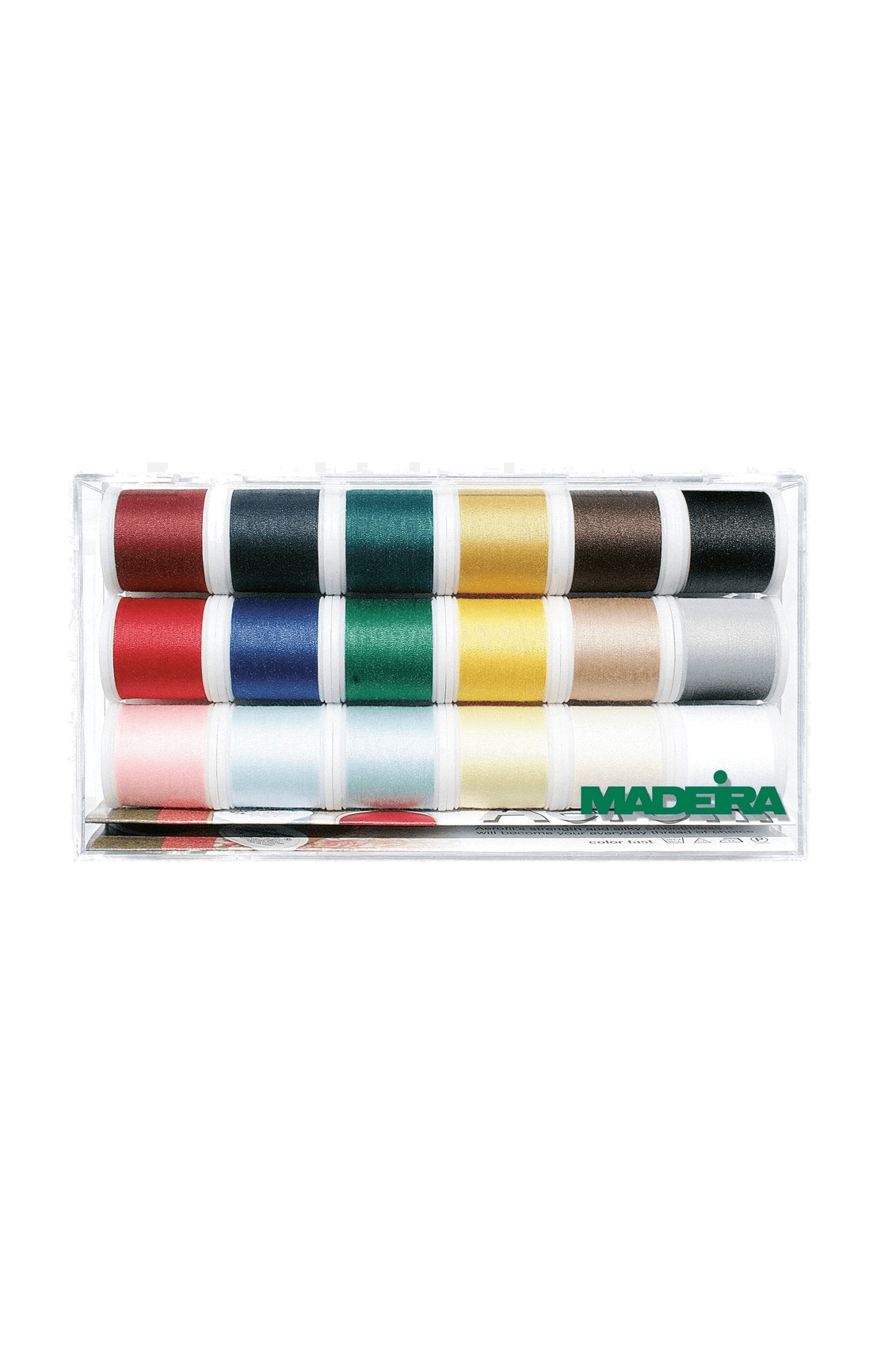 Madeira Aerofil 120 Clear Box – 18×200 m petrolfarbene Polyester-Corespun-Garn in Produktansicht