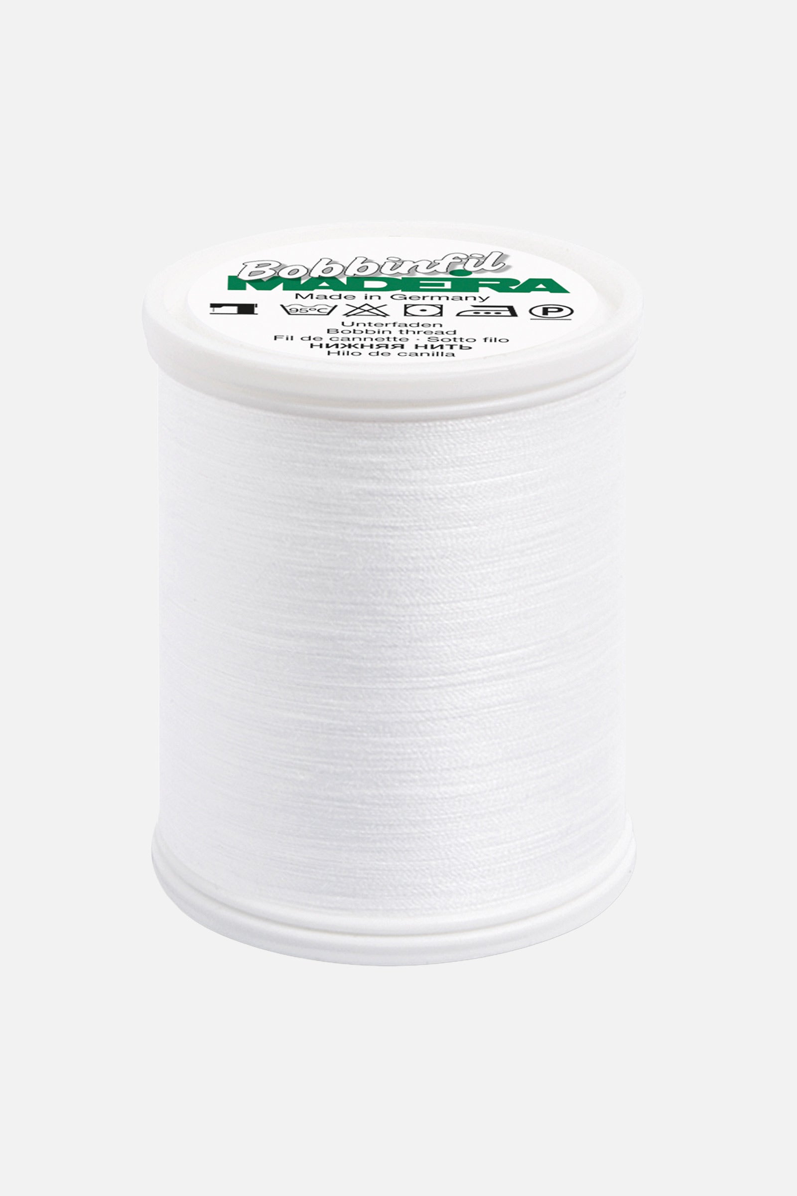 Madeira Bobbinfil 60 – 1.000 m Unterfaden / Bobbin Polyester Stickgarn (weiß / schwarz)