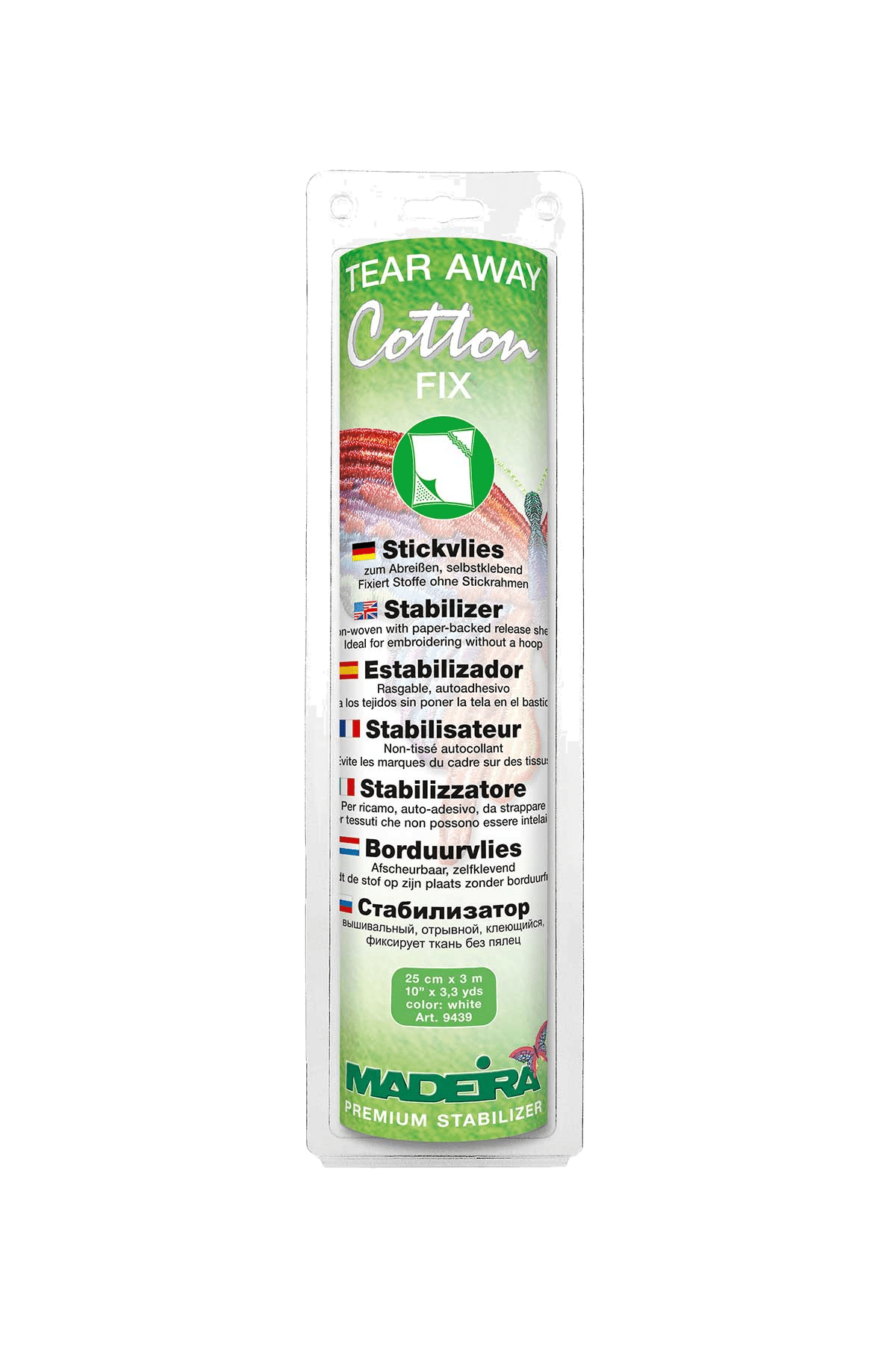 Madeira Cotton Fix – Selbstklebendes Abreißvlies 30 cm × 3 m (9439), vue du produit