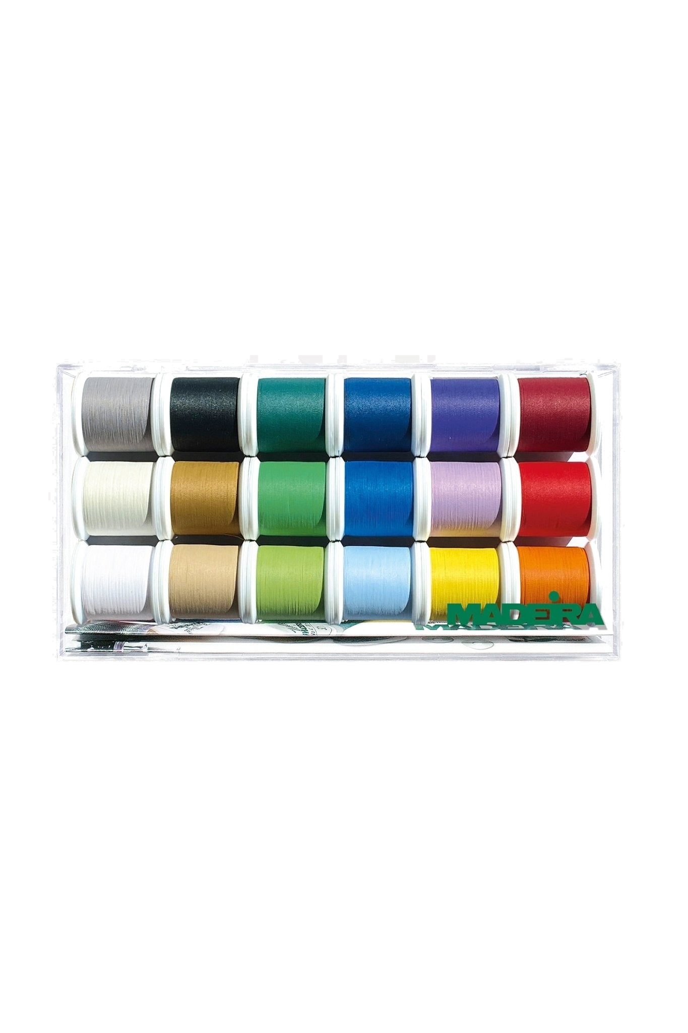 Madeira Frosted Matt Garnbox No. 40 – 18×200 m extra mattes Stickgarn, vue du produit