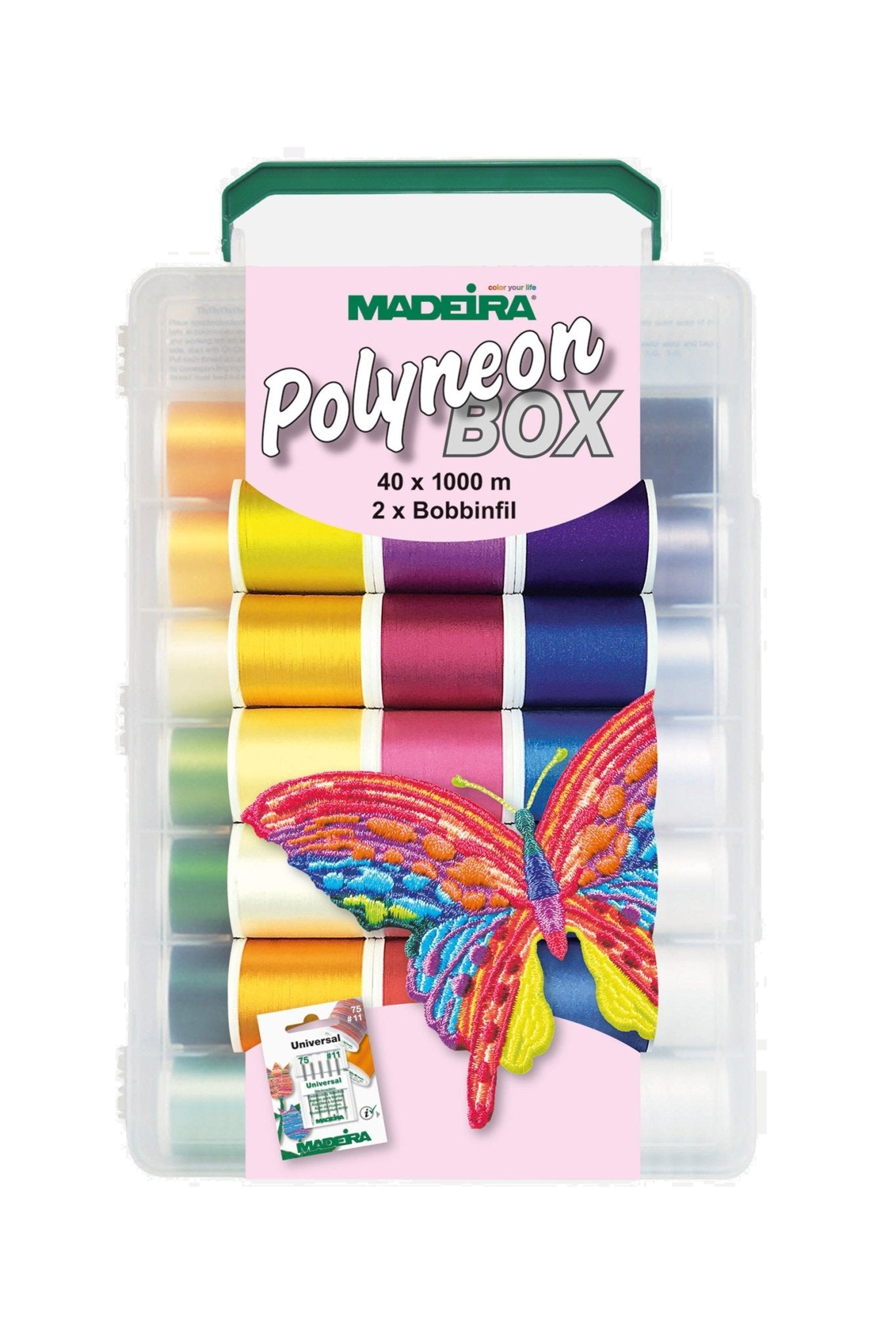 Madeira Polyneon Stickgarn-Set 8086 – 40 Farben à 1000 m in Softbox, vue du produit