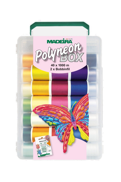 Madeira Polyneon Stickgarn-Set 8086 – 40 Farben à 1000 m in Softbox in Produktansicht
