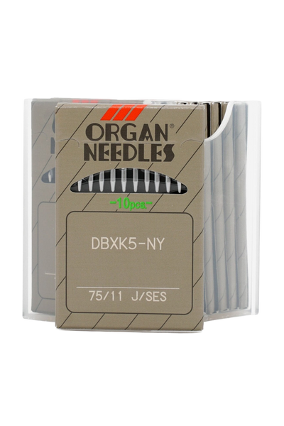 ORGAN DB × K5 Aiguilles à broder 75/11 – pour machines à plusieurs aiguilles : vue complète du produit, détourée dans Adobe Photoshop sans ombre