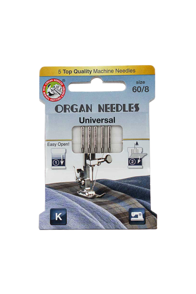 Organ Needle -Nadeln Stärke 60 / System 130/705H in vollständiger Produktansicht, in Adobe Photoshop freigestellt ohne Schatten