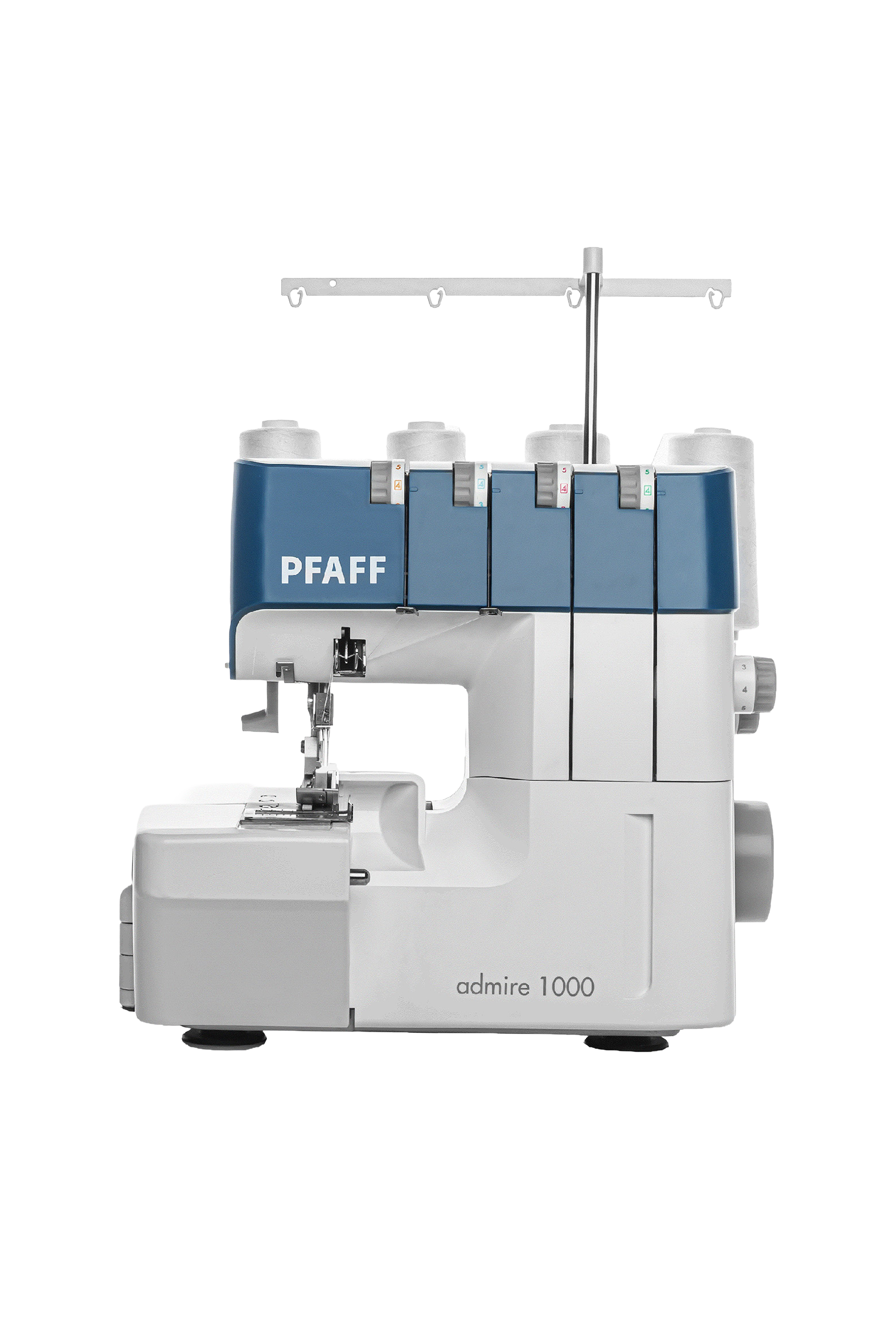 PFAFF admire 1000 Overlock in gerader Frontansicht, freigestellt ohne Bodenschatten