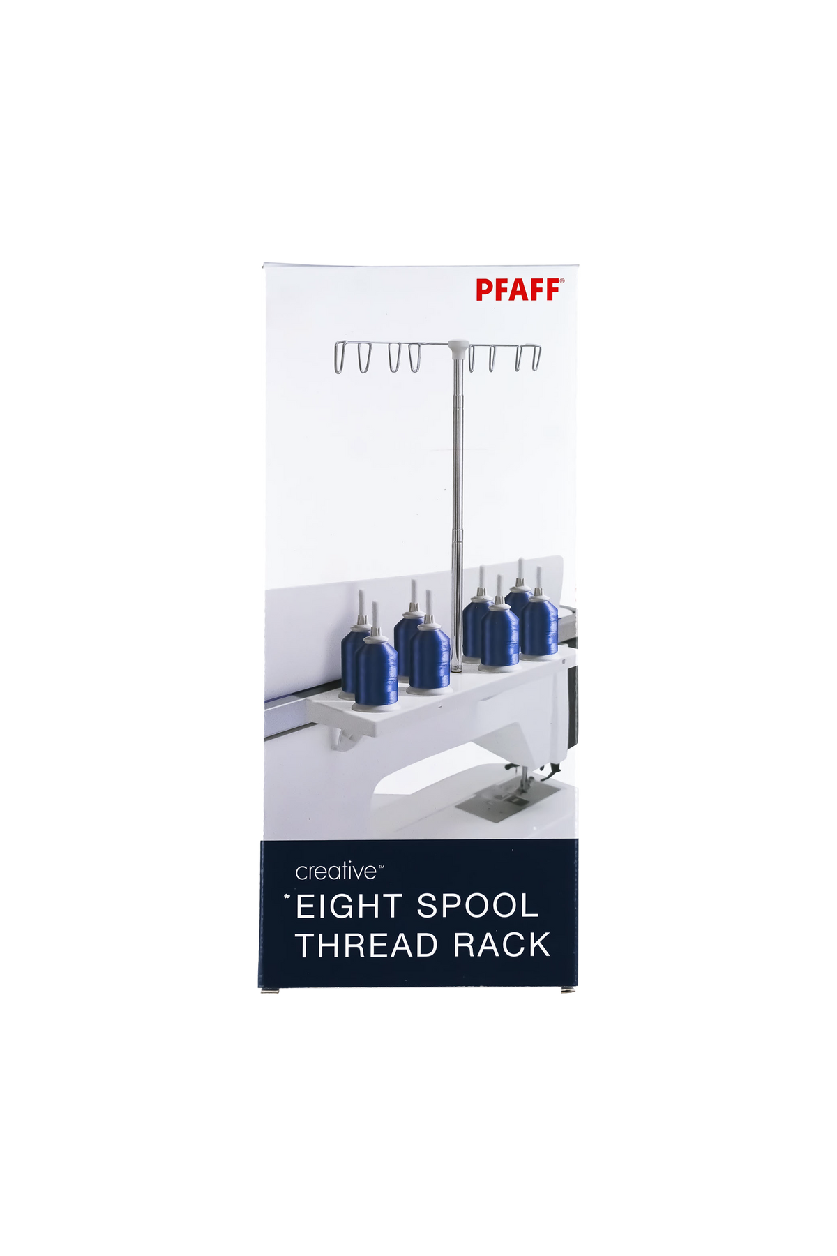 PFAFF creative 8-Garnrollenständer für Gruppen J und L in vollständiger Originalbox mit aufgedruckter Produktabbildung