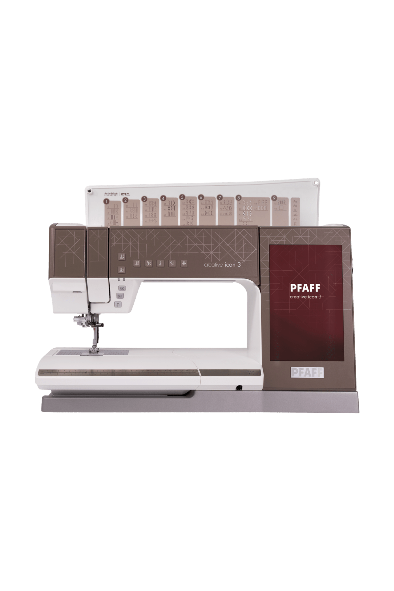 PFAFF creative icon 3 ohne Stickmodul in gerader Frontansicht