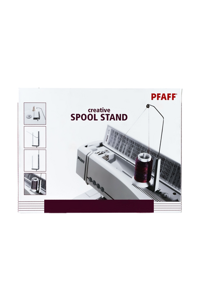 PFAFF creative Ziergarnrollenhalter für Gruppe J in vollständiger Originalbox mit aufgedruckter Anwendungsabbildung