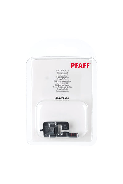 PFAFF knaphulsfod J K L i komplet originalemballage, set forfra med synlig syfod