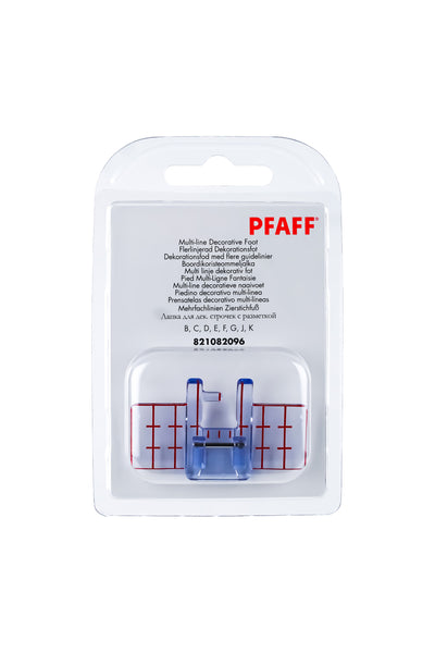 PFAFF J K L Multi-Line Decorative Stitch Foot in Original Packaging, View from the Front