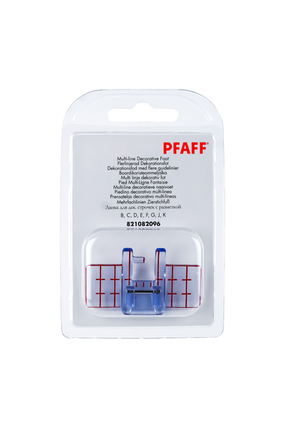 PFAFF Mehrfachlinien-Zierstichfuß J K L in Originalverpackung von vorne