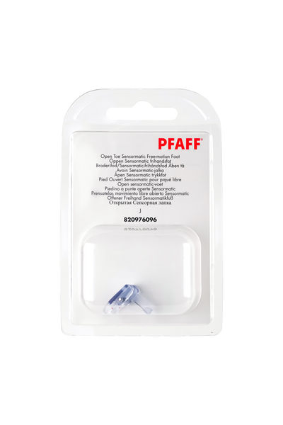 PFAFF Offener Sensormatic-Freihandfuß J L in vollständiger Originalverpackung von vorne mit sichtbarem Nähfuß