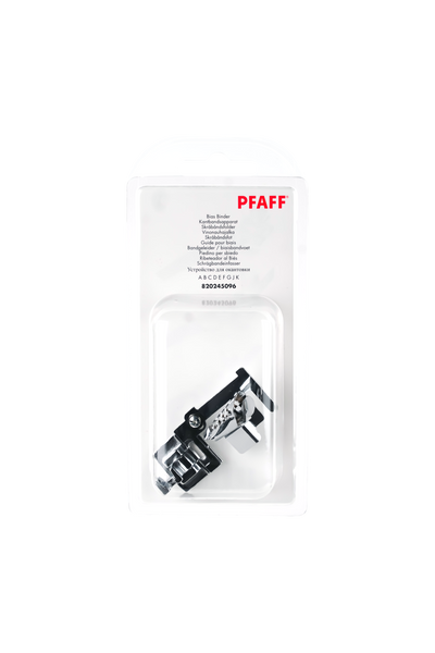 PFAFF Schrägbandeinfasser J K L in vollständiger Originalverpackung von vorne mit sichtbarem Nähfuß