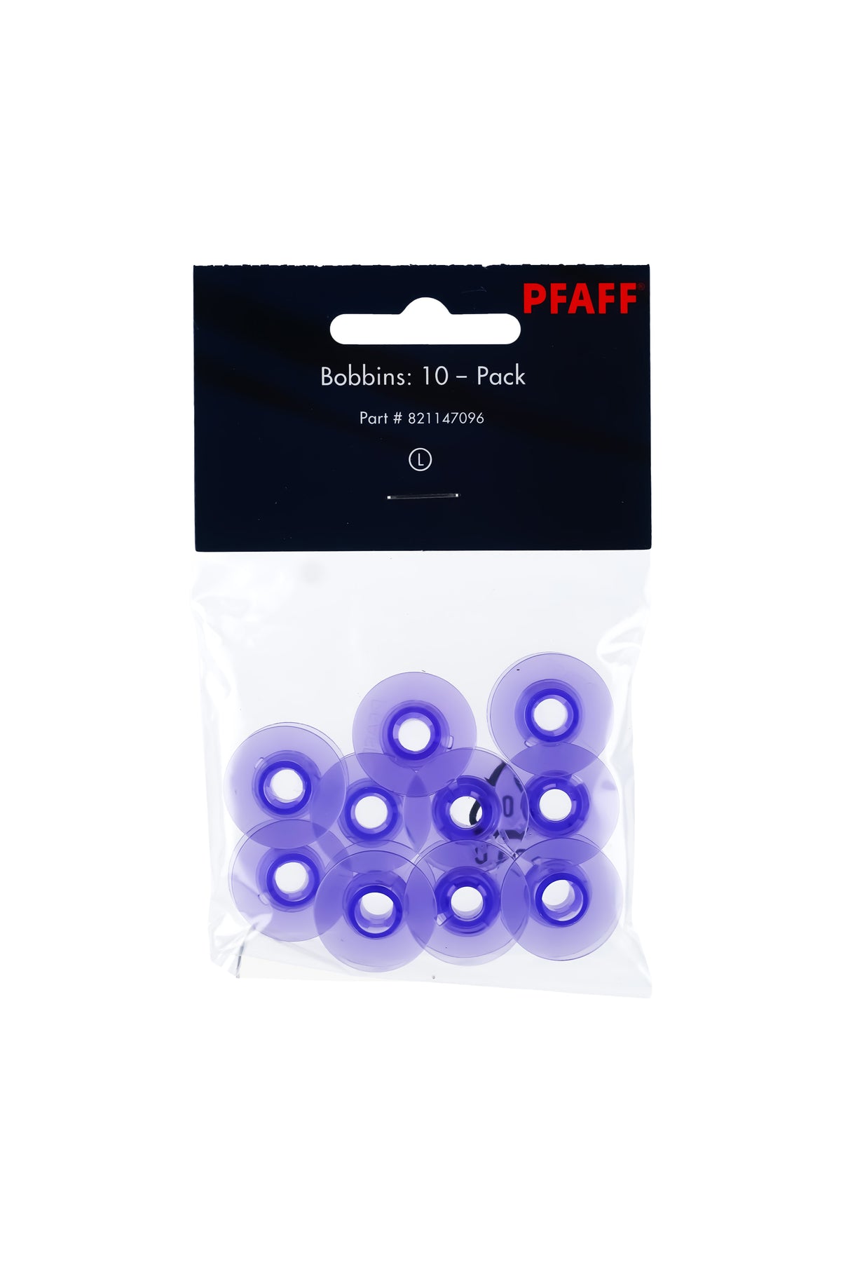 PFAFF Unterspulen 10er-Pack violett für Gruppe L in vollständiger Verkaufsverpackung