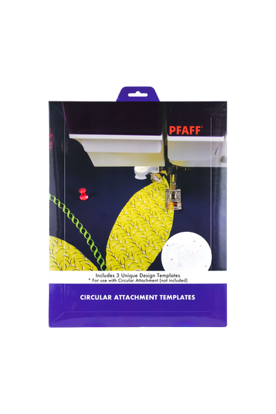 PFAFF Compass-and-ruler templates for Groups J and L in their original retail packaging with a sewing motif printed on them