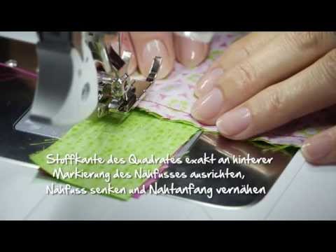 Indlæs video: Anwendung des BERNINA Patchworkfußes #97 für präzise Patchworknähte