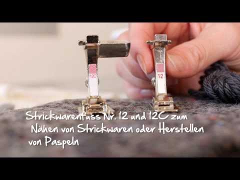 Load video: Anwendung des BERNINA Strickwarenfußes #12C für Strickwaren, Kordeln und Paspeln