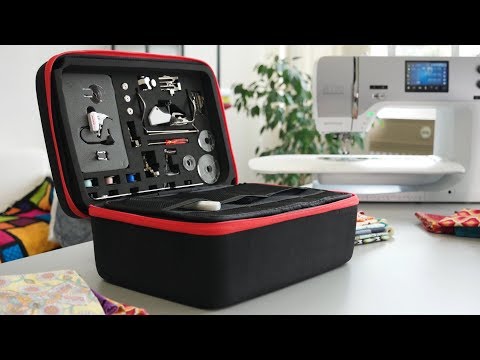 Anwendung des BERNINA Zubehörkoffers für Nähfüße und Nähzubehör