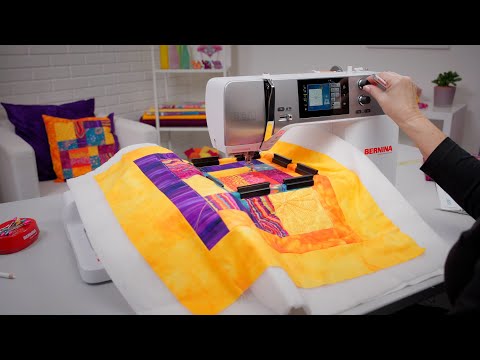 Anwendung des kleinen BERNINA Klemmen-Stickrahmens beim Quilten im Stickrahmen