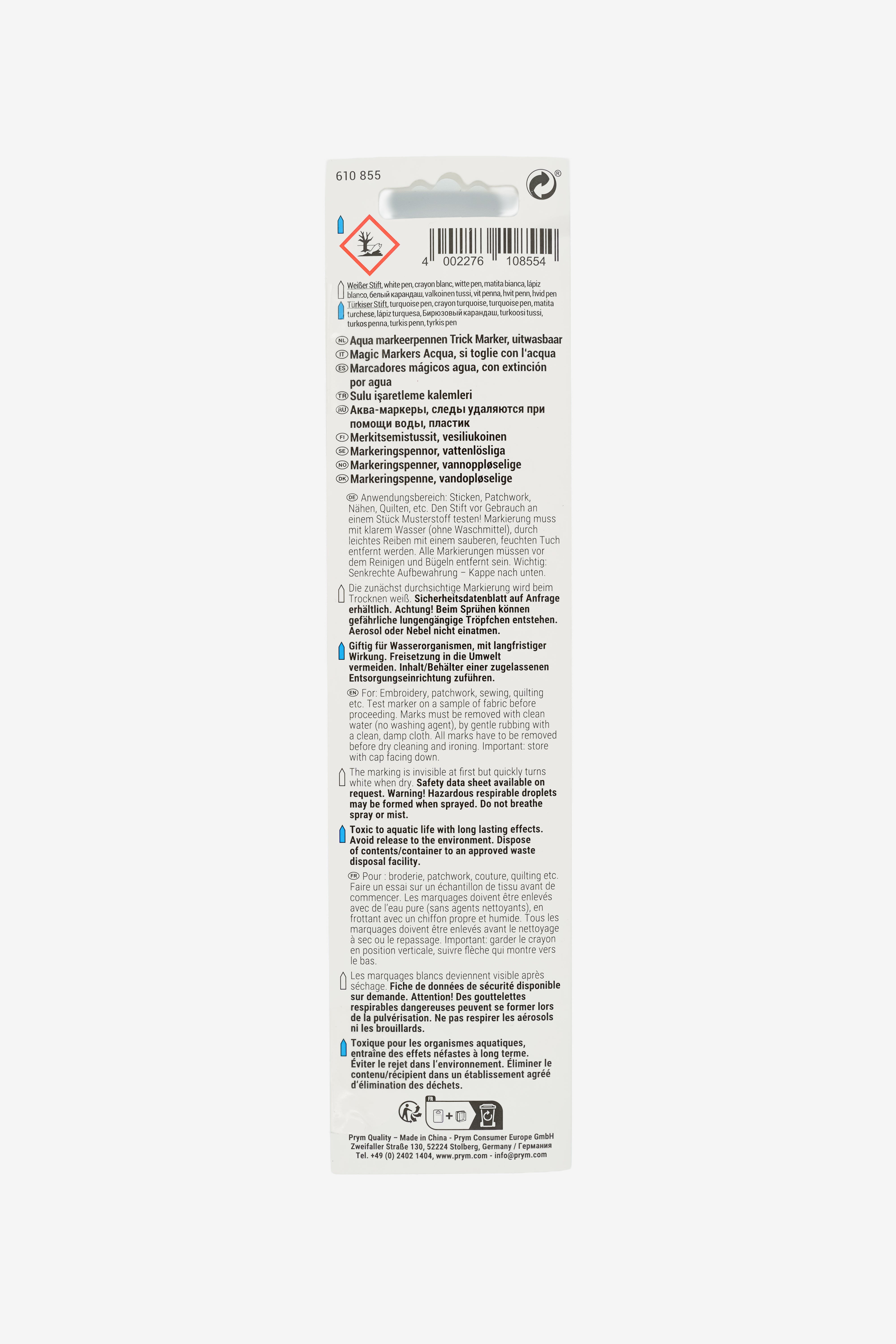 610855 prym Aqua Trickmarker 2 Stifte weiss türkis