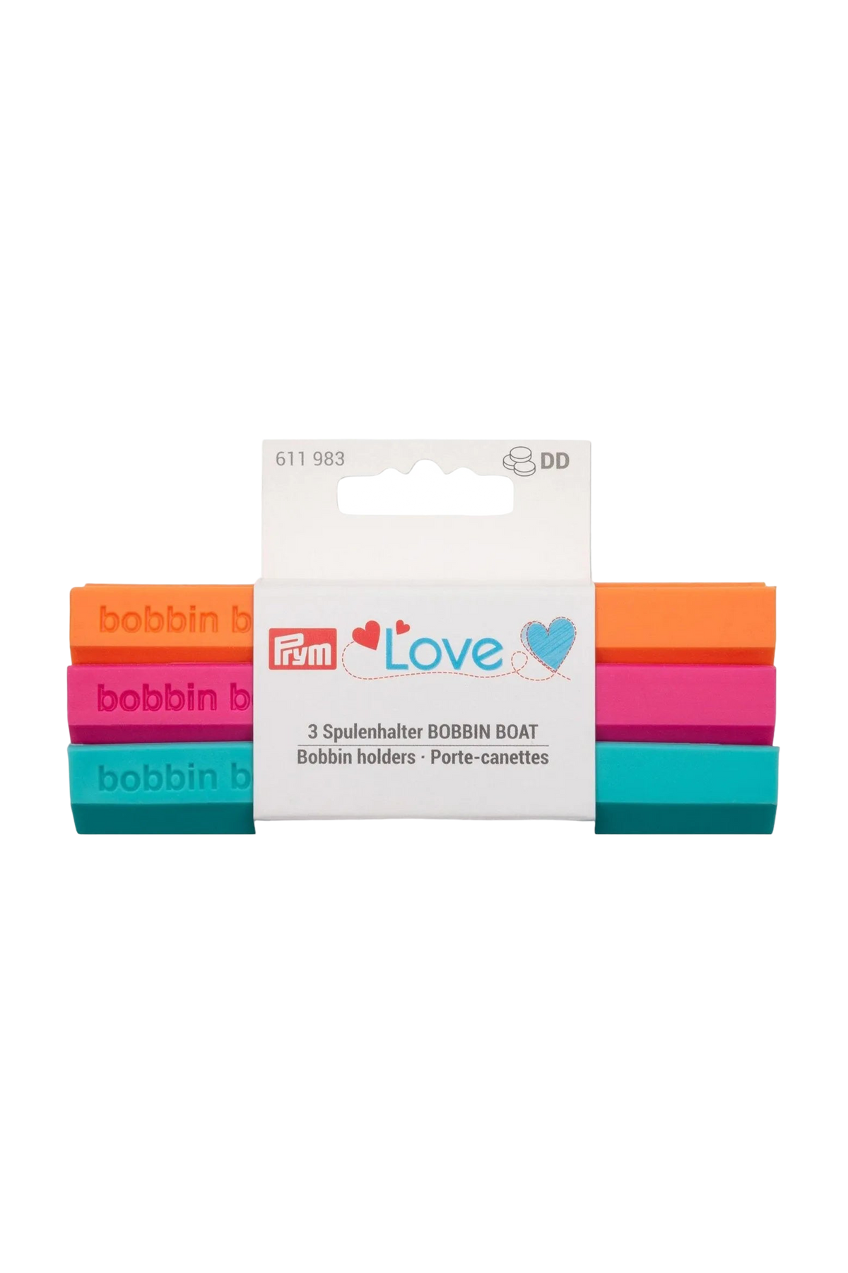 PRYM Love BOBBIN BOAT Spulenhalter mit drei farbigen Spulenhaltern
