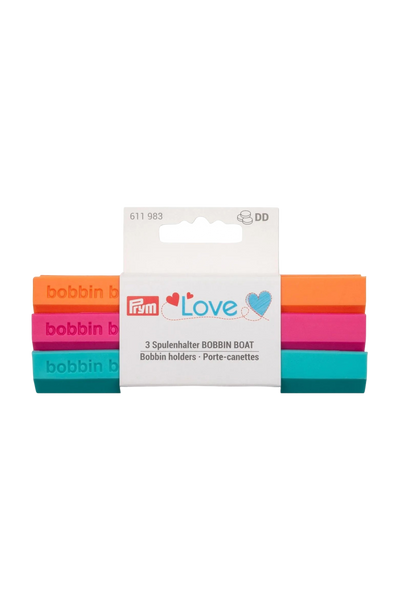 PRYM Love BOBBIN BOAT Spulenhalter mit drei farbigen Spulenhaltern