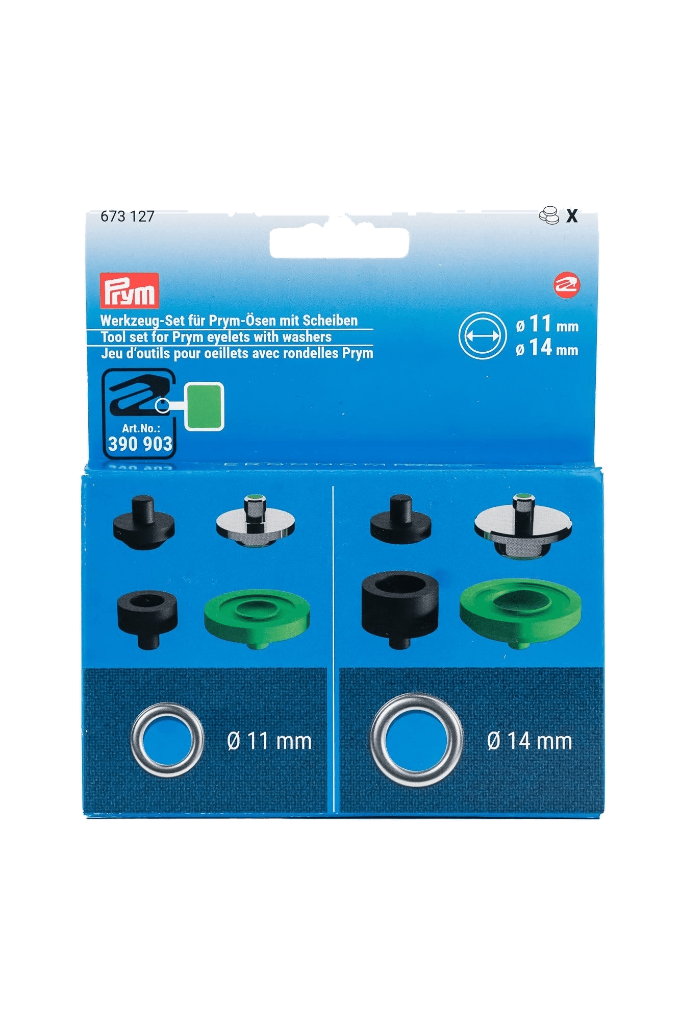 PRYM Werkzeug-Set für Prym-Ösen mit Scheiben Ø 11 mm und 14 mm in Produktansicht