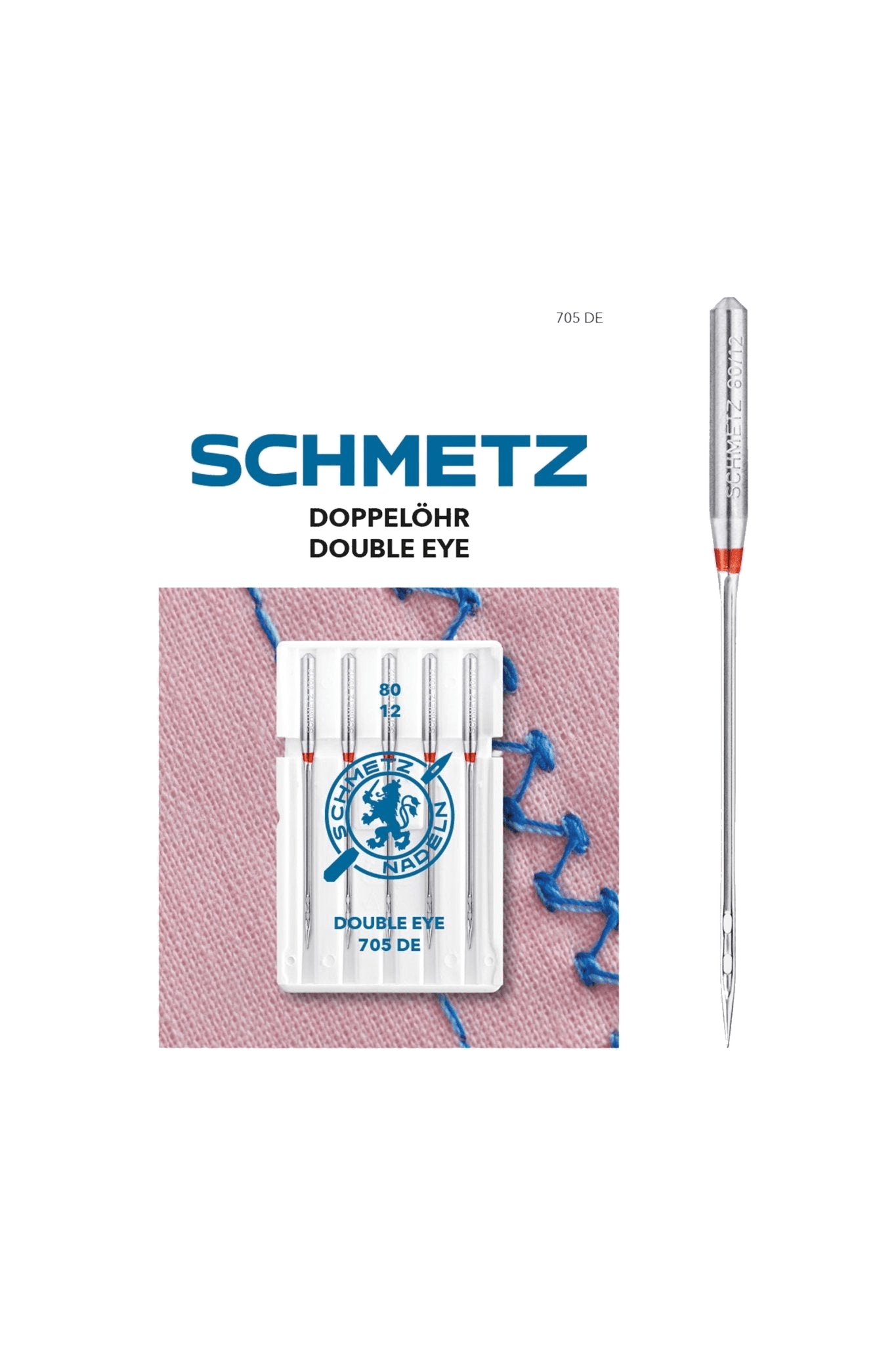 Schmetz Doppelöhr Stärke 80 / System 130/705 DE in Produktansicht