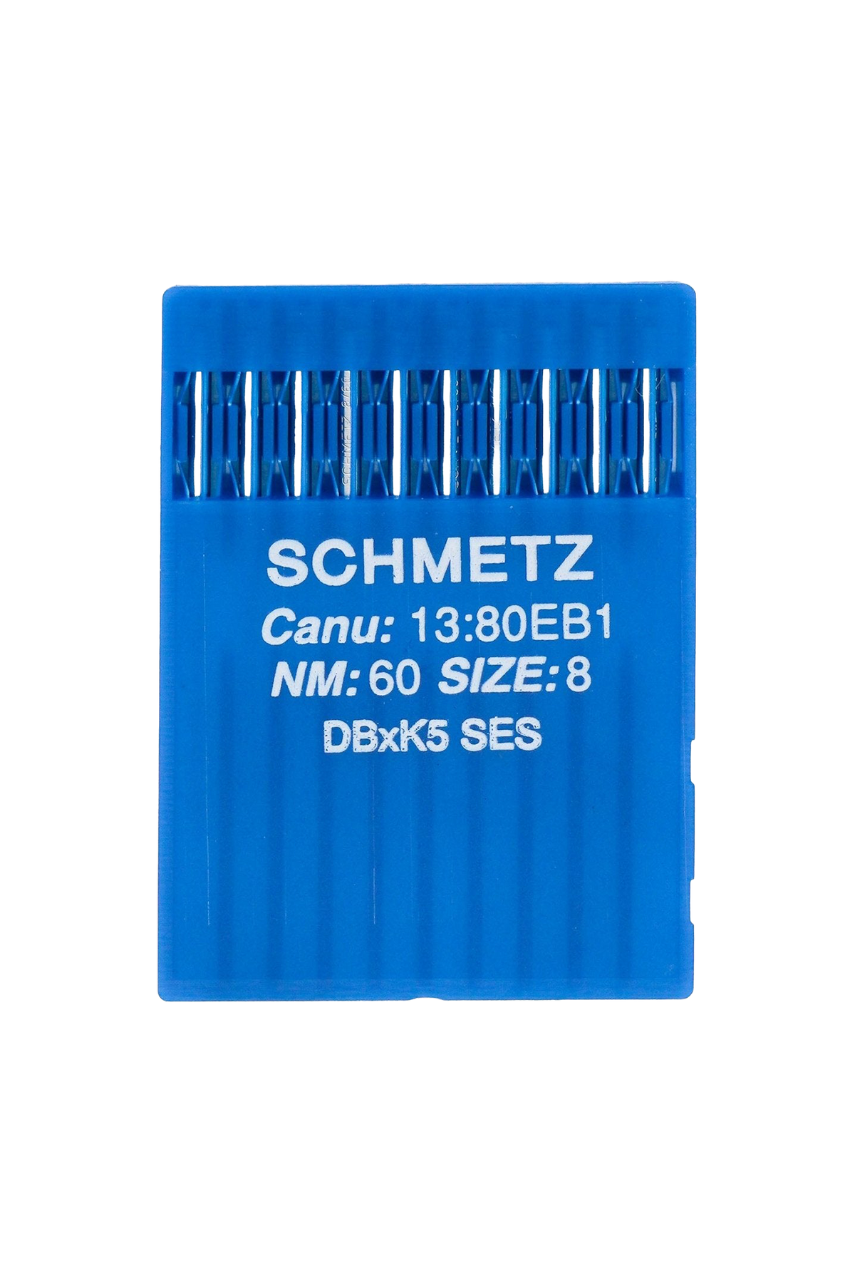 Schmetz SES-Nadel Stärke 60 / System DBxK5 in vollständiger Produktansicht, in Adobe Photoshop freigestellt ohne Schatten