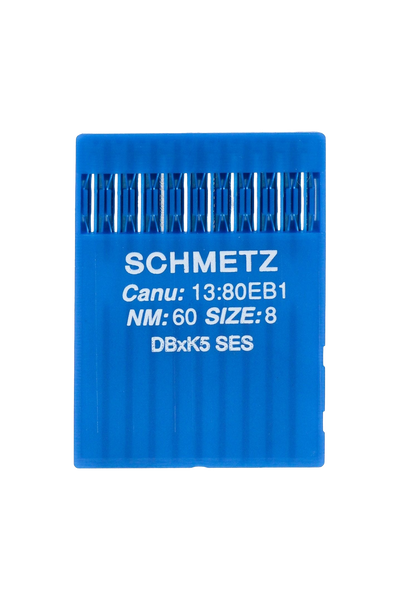 Schmetz SES-Nadel Stärke 60 / System DBxK5 in vollständiger Produktansicht, in Adobe Photoshop freigestellt ohne Schatten