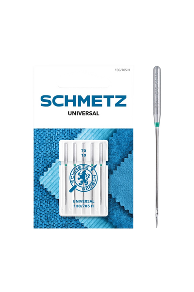 Schmetz Universal / System 130 / 705 H in vollständiger Frontansicht der Verpackung mit freigestellter Euroloch-Aussparung