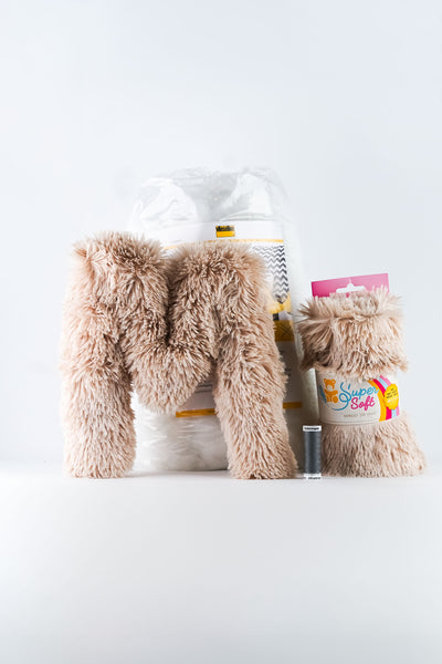 SET bestehend aus 26 Schnittmuster für Buchstaben, Kullaloo Shaggy, Füllwatte und Nähgarn