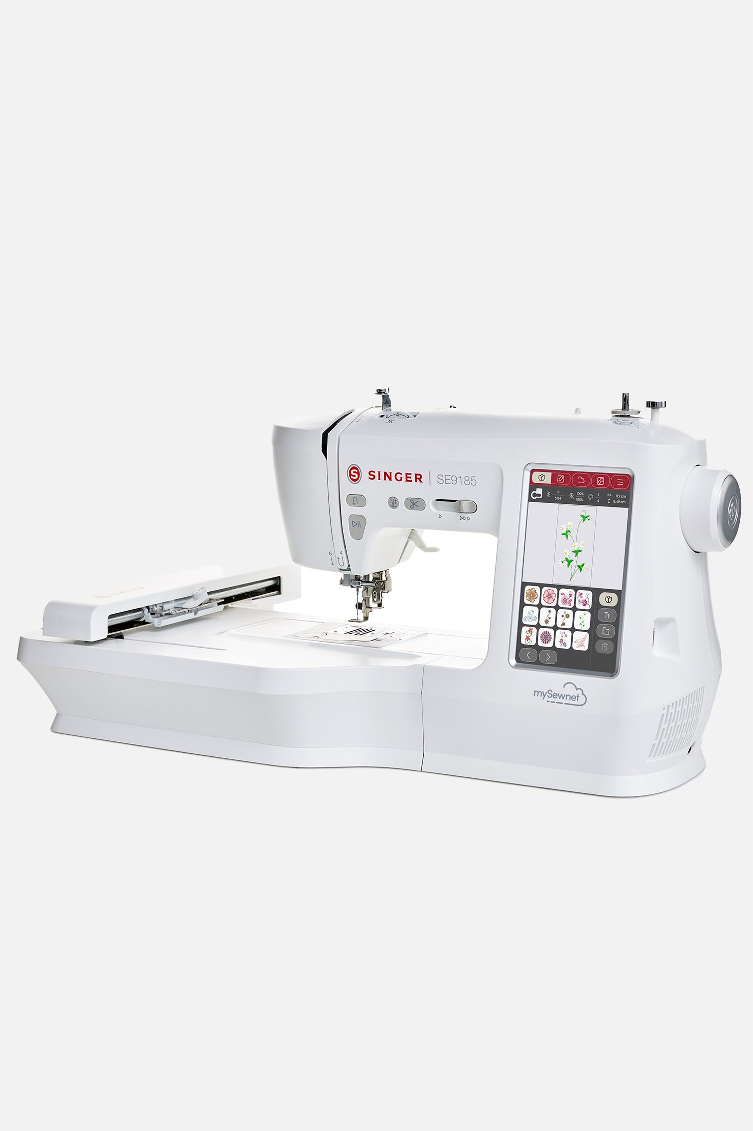 SINGER SE9185 Schrägansicht vorne der Stickmaschine