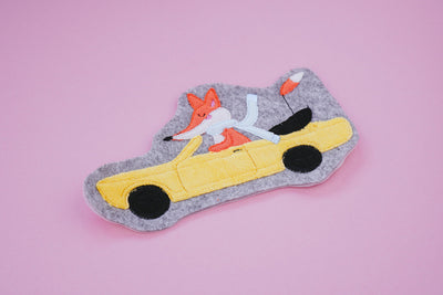 Stickdatei Auto mit Fuchs als Applikation